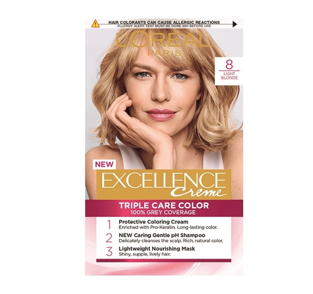 L'OREAL Excellence Creme Hair Color - 8 Light Blonde (200gm)
